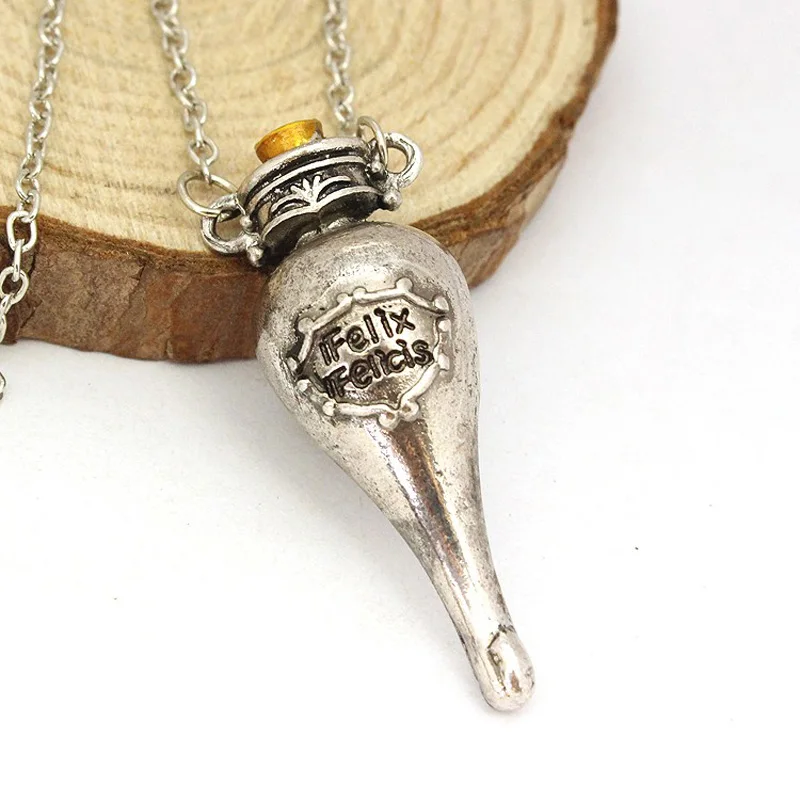 Silver Felix Felicis, волшебное зелье, ожерелье, жидкость, бутылка удачи, Vingtage, ретро, античное серебро, бронза, кулон, фильм, ювелирные изделия - Окраска металла: Silver