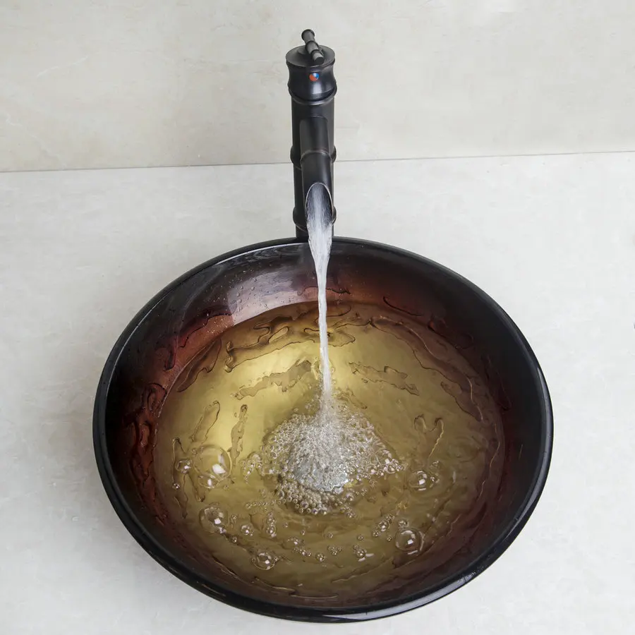 YANKSMART волнистый умывальник круглая раковина из закаленного стекла набор