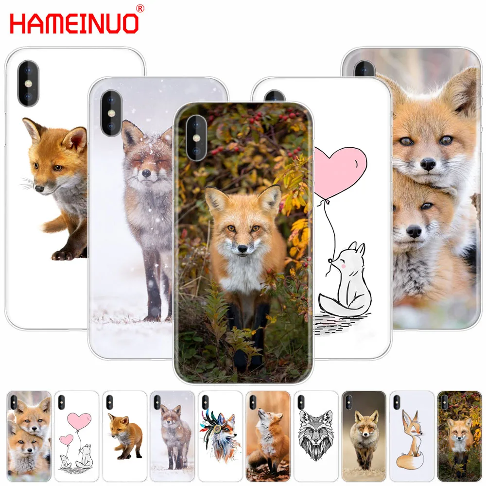 HAMEINUO лиса милые животного Чехол для мобильного телефона iphone 6 4 4s 5 5s SE 5c 6s 7 plus чехол