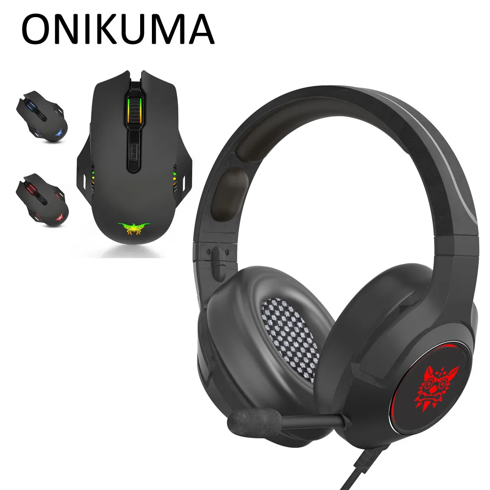 With Box Игровые наушники ONIKUMA K9 Casque PS4 игровая стереосистема ПК гарнитура с микрофоном+ Pro проводная, USB, игровая мышь - Цвет: With Box