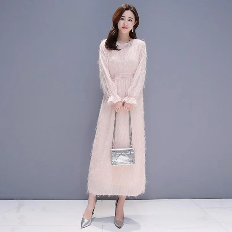 Новое модное женское белое длинное платье весна-осень 2019 элегантные шифоновые