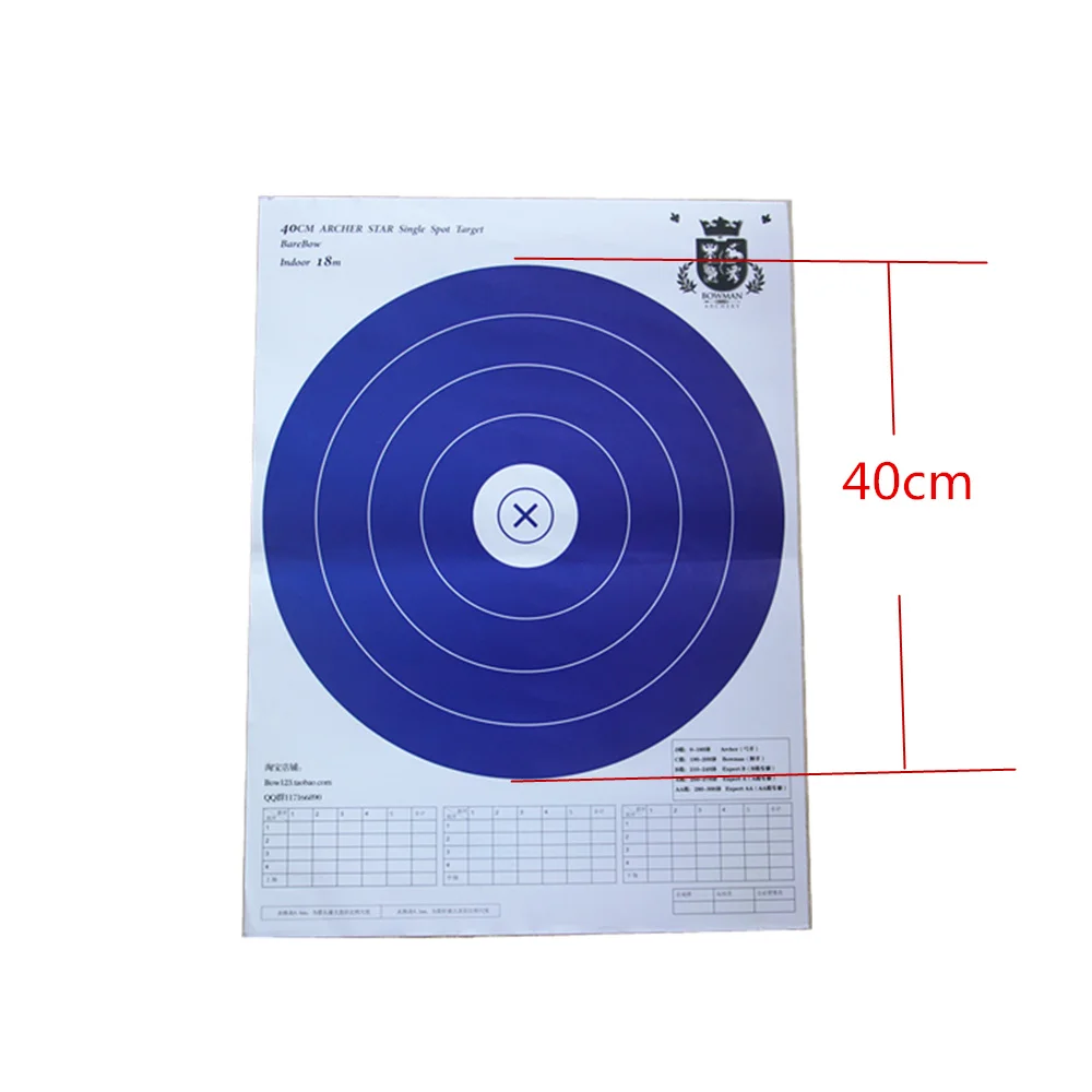 

10pcs 5 Ring Single Spot Hunting Practice Target Paper for Recurve Bow 40x40cm