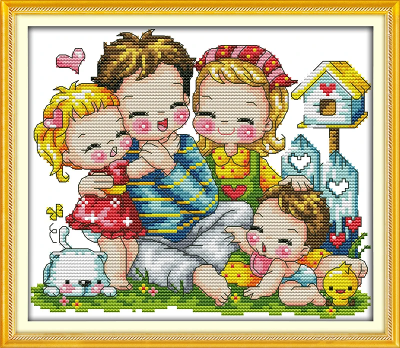 Joy Sunday A Happy family узоры DMC Счетный 11ct 14ct крестиком напечатанный на холсте для вышивки диаграммы поделки по оптовой цене