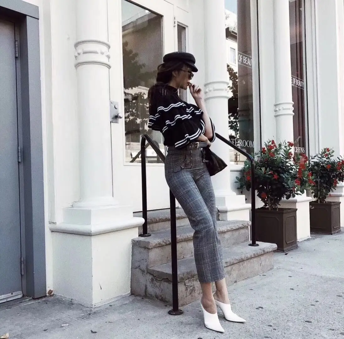 Осенние женские свитера с расклешенными рукавами 2019 автопортретом рюшами в