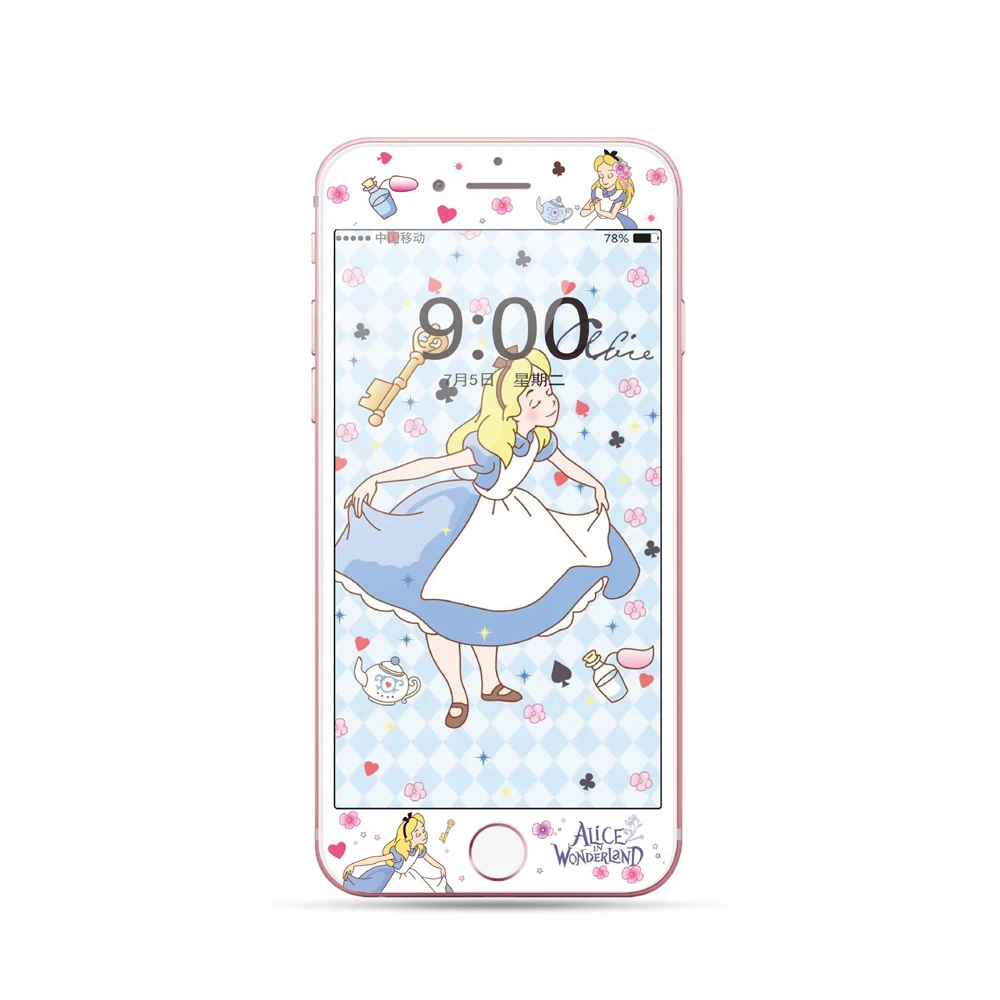 Протектор экрана из закаленного стекла принцессы для iPhone 6S 6 Plus 7 8 Plus 3D изогнутая кромка полное покрытие Антидетонационная мультяшная пленка DI24