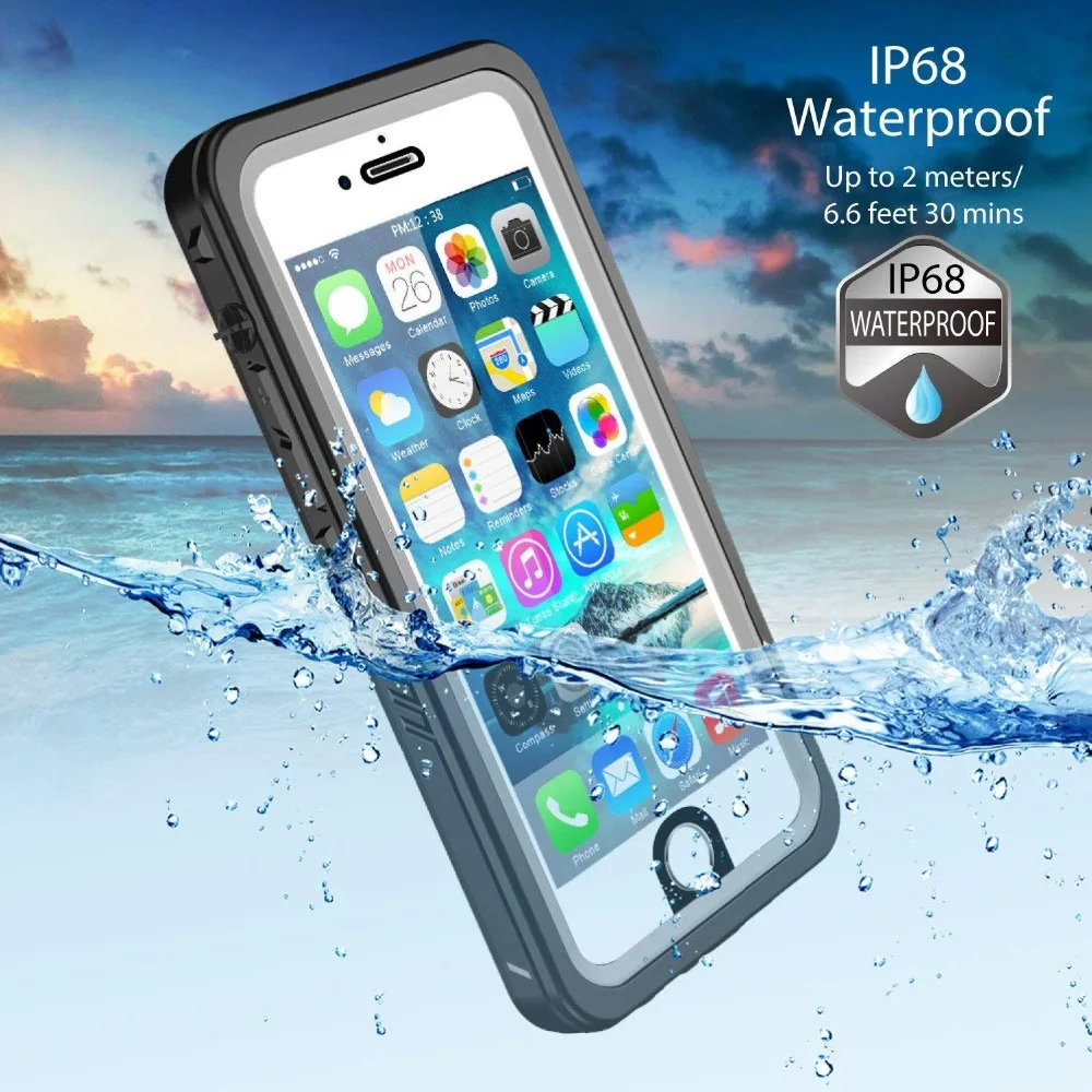 Для iPhone6/6s Водонепроницаемый чехол водо-и Шок Грязь непромокаемое защита для iPhone7 8 может служить в качестве за счет сканера отпечатков пальцев чехол, прозрачный чехол