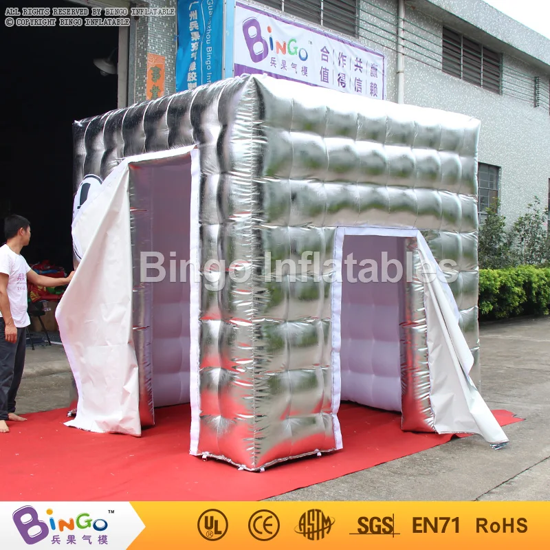 Надувная фотобудка LED освещение 2 4x2 4 м фото палатка серебристого цвета для