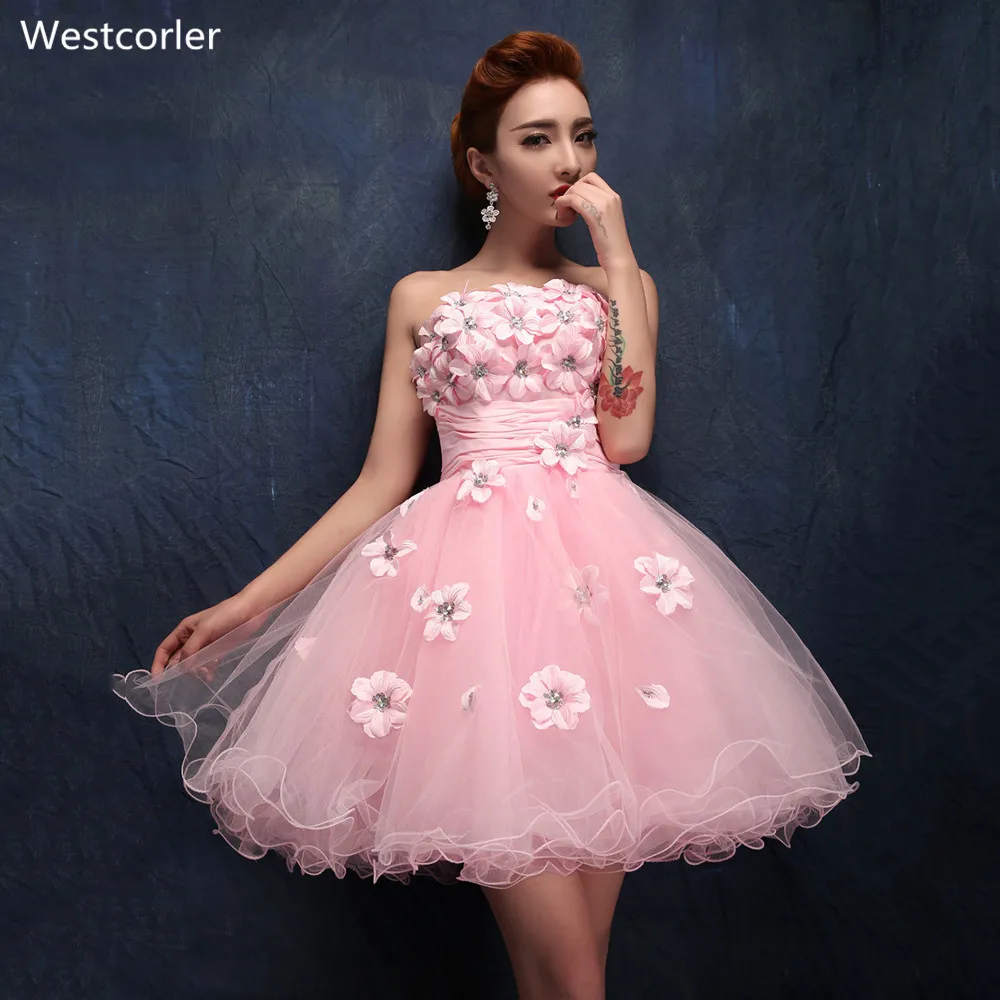 Бальное платье ручной работы без бретелек с цветочным принтом вышивкой для