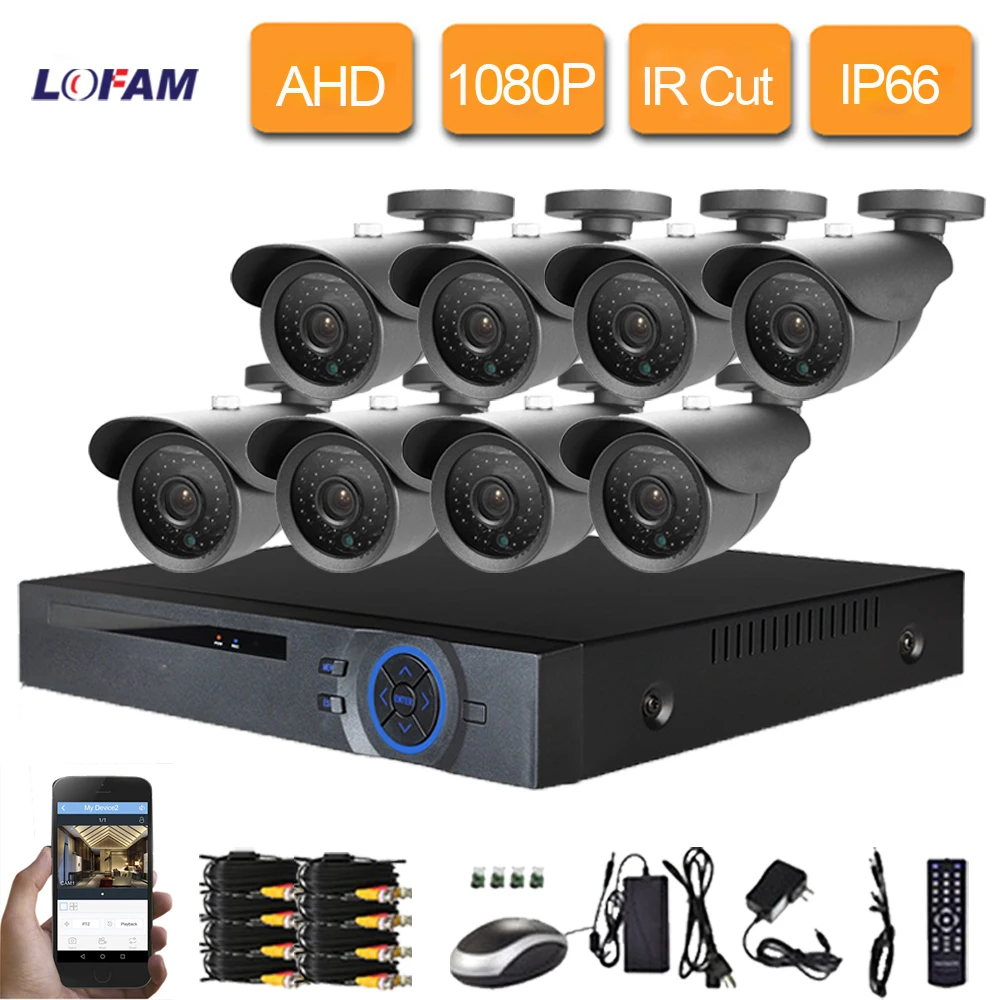 Камера видеонаблюдения LOFAM 8 каналов DVR водонепроницаемая AHD 1080 P 2 МП|system cctv|system