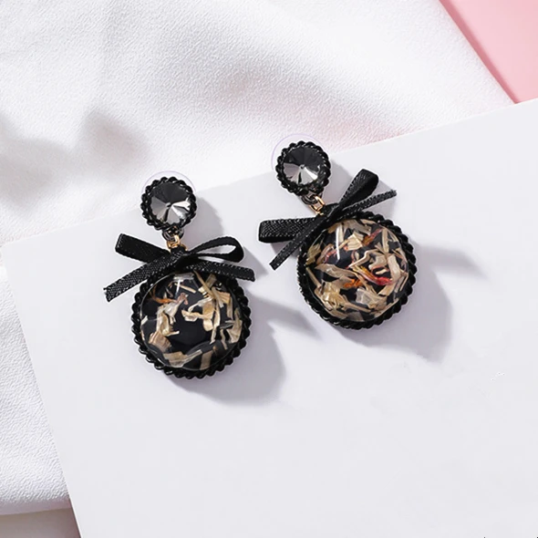 Новые винтажные акриловые серьги с черным бантом 2018 специальные квадратные