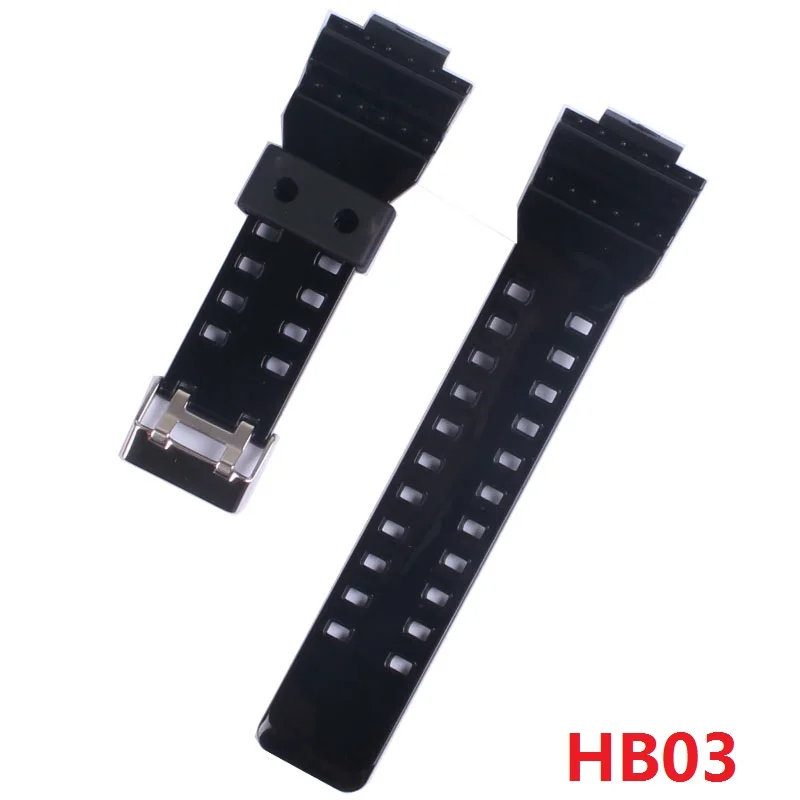 16 мм резиновые Ремешки для наручных часов мужские черные спортивные силиконовые