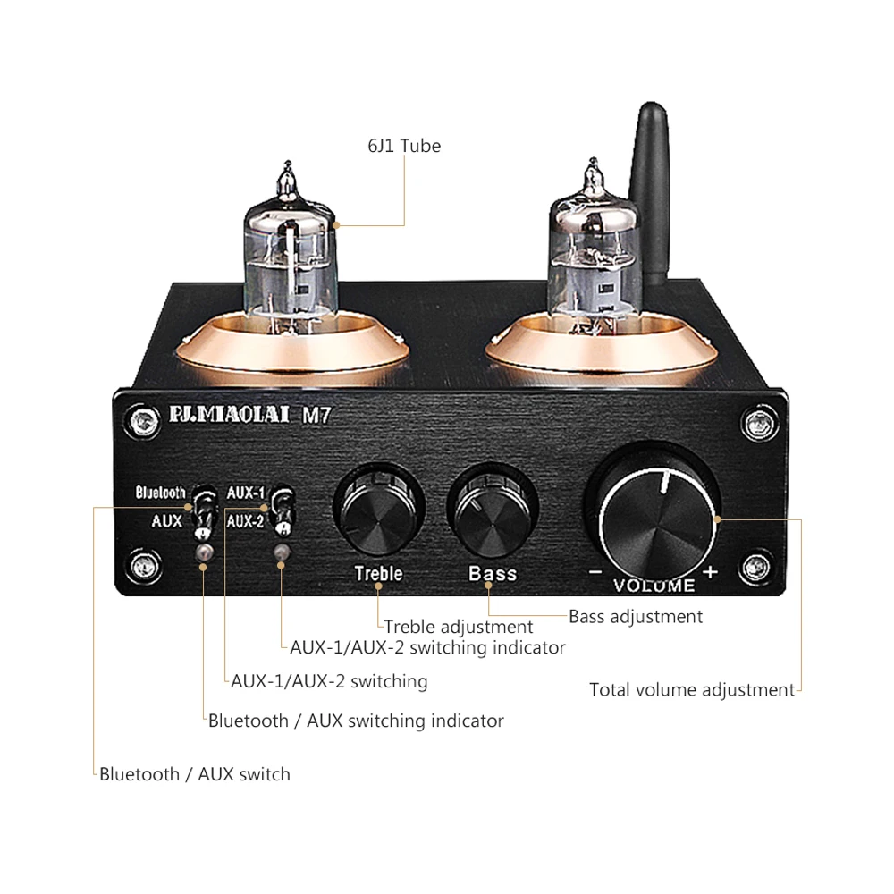 PJ.MIAOLAI CSRA64215 Bluetooth 4 2 Hi Fi 6J1 усилитель с вакуумной трубкой стереоусилитель тройным