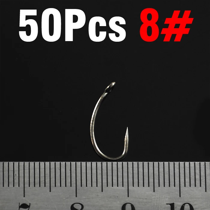 MNFT 50 шт. Высокоуглеродистая сталь Карп Рыболовный крючок Barbless соленой воды пресной воды рыболовные Крючки 6#8#10#4# не-Барб рыболовные Крючки рыбы - Цвет: Size 8