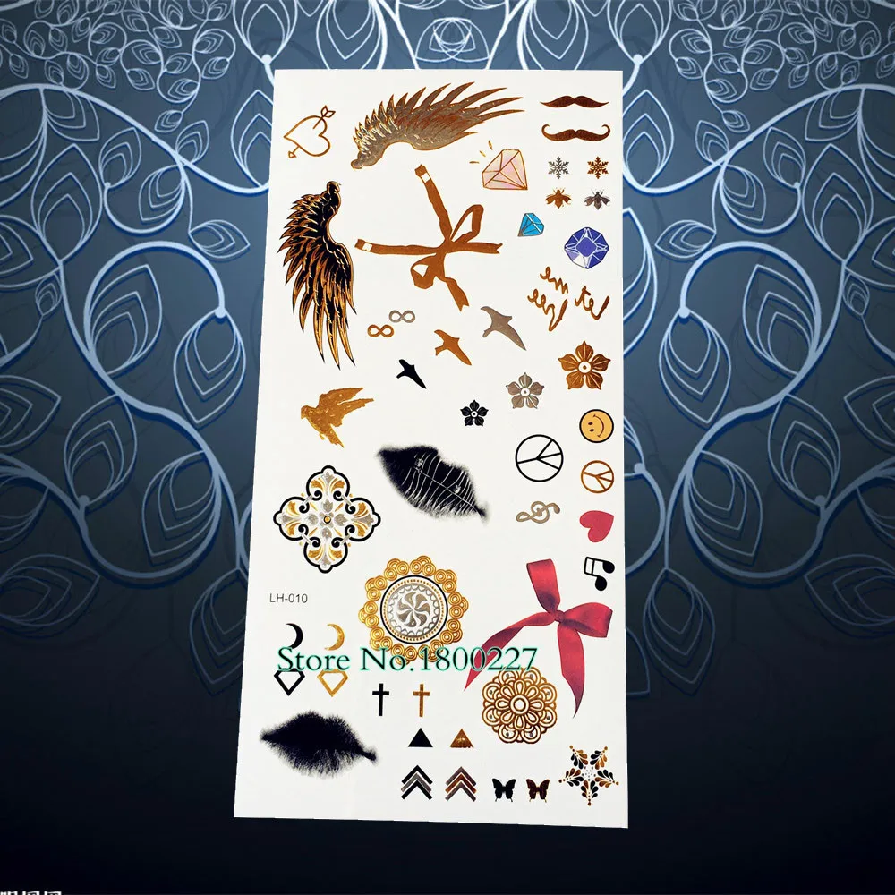Хна Менди флэш водонепроницаемые золотые наклейки в виде татуировок женский