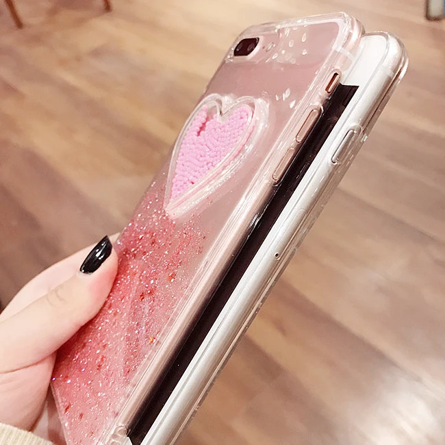 Cute Clouds Love Heart Beads Bling Glitter Clean Gel Soft Case Cover For Apple iPhone X 6S 7Plus 8Plus |