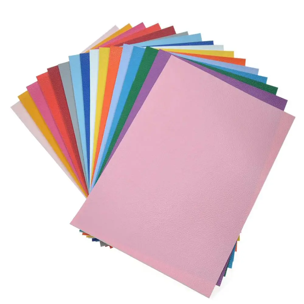 16pcs A5 Mixedcolor8 Сплошной цвет A4/A5 Личи Текстура зерна искусственная кожа ткань листы хлопок обратно для сережек волос банты, повязка на голову, бумажник решений - Цвет: 16pcs A5 Mixedcolor8