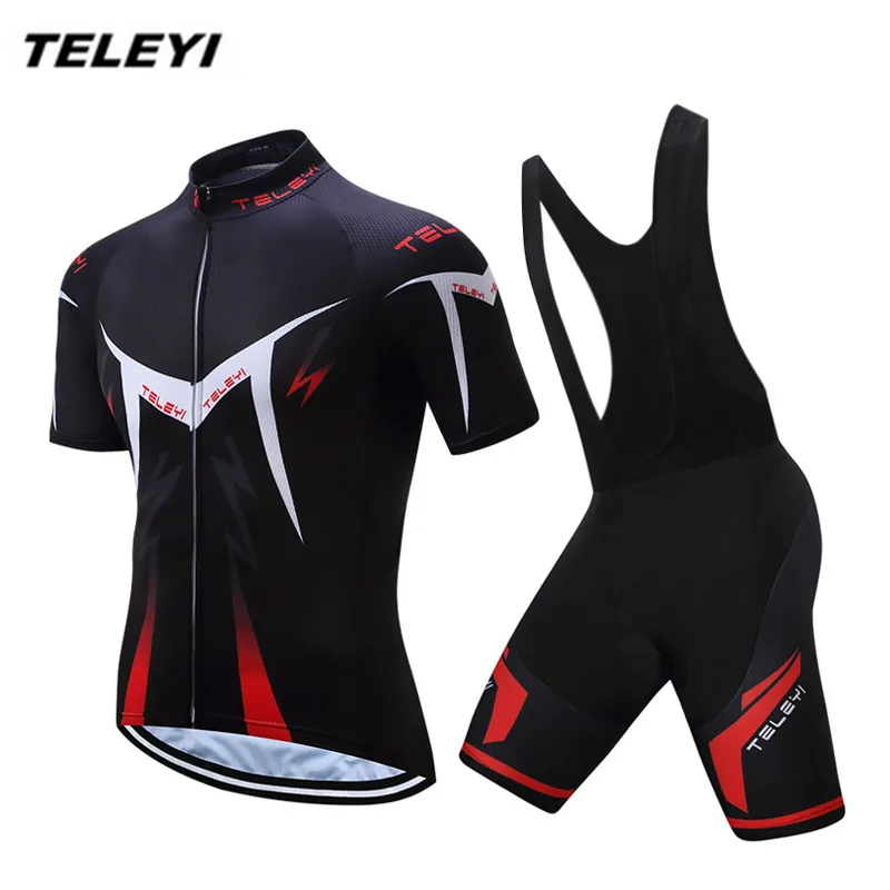 2017 TELEYI Red Pro Велоспорт Джерси Набор Мужская велосипедная одежда черный Ropa Ciclismo MTB