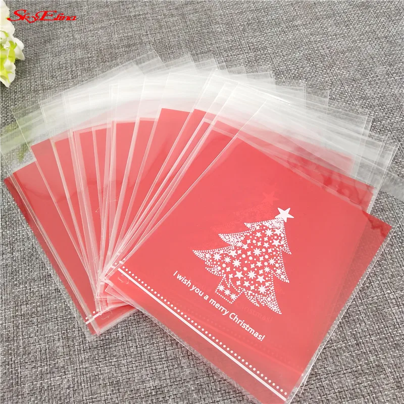 100 Pcs10x10cm милый Санта Клаус пластиковый целлофан конфеты печенья подарочные сумки