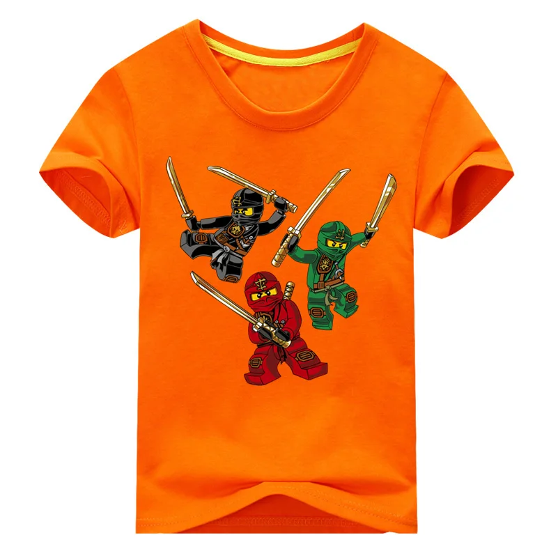 Orange Shirt Детские футболки, одежда для детей, футболки с короткими рукавами, топы, одежда Прямая, футболки с рисунком для малышей, хлопковый костюм, DX078 - Цвет: Orange Shirt