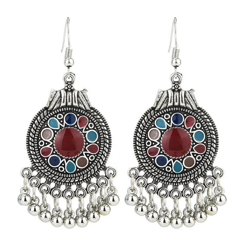 Богемные винтажные этнические серьги подвески с бусинами и кисточками для