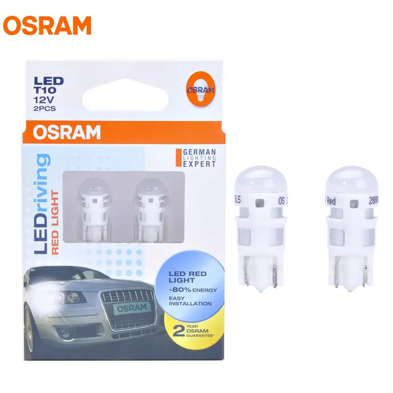 OSRAM T10 светодиодный 2880R W5W 12 в 1 Вт красный стандартный автомобильный габаритный