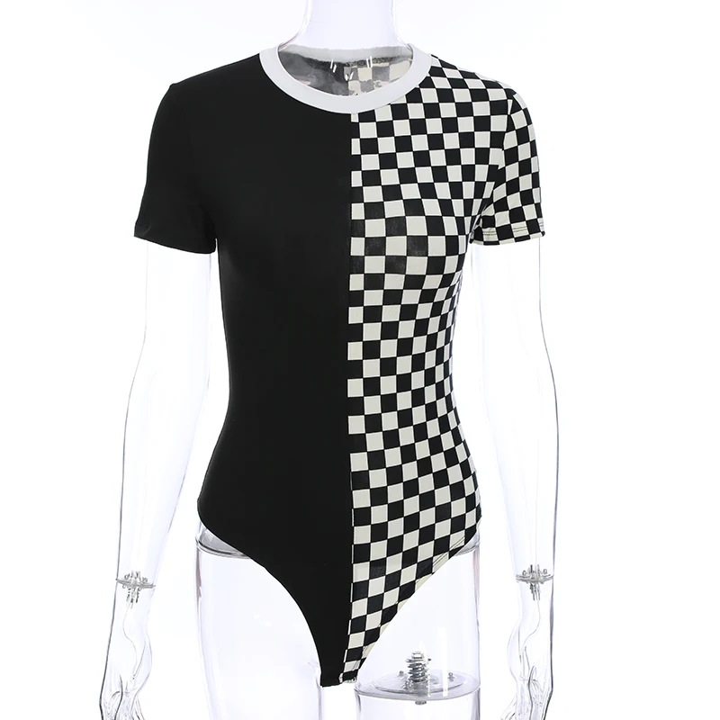2019 сексуальный Летний Пляжный Купальник Шахматная строчка контрастного цвета