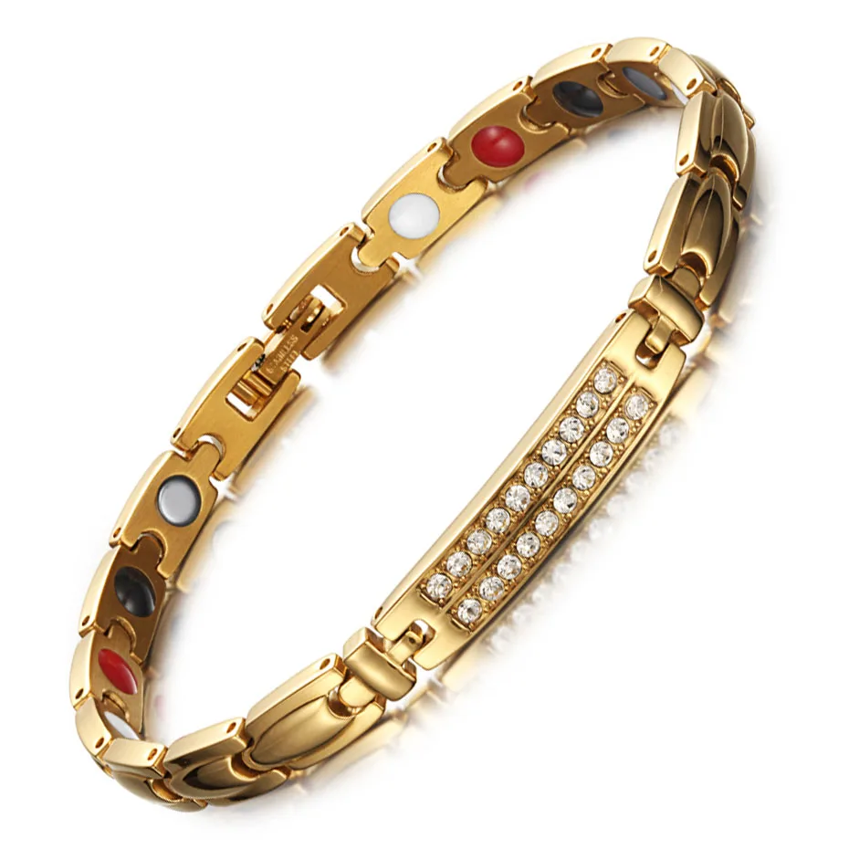 bracelet RainSo Магнитный Браслеты и браслеты для Для женщин Циркон Кристалл Браслеты здорового ювелирных изделий для Для женщин био энергии голограмма Браслеты - Окраска металла: bracelet