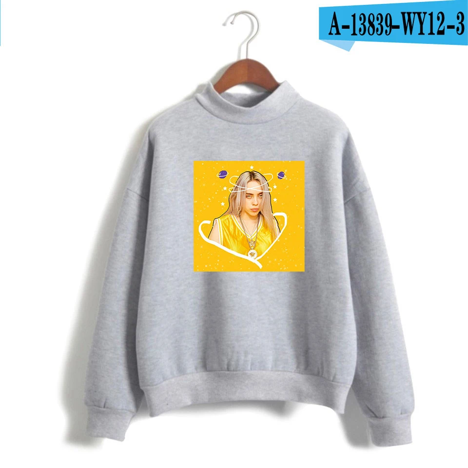 Billie Eilish водолазка толстовки Kpop Harajuku Женская одежда оверсайз хип-хоп Bangtan Одежда для мальчиков Новая мода - Цвет: gray