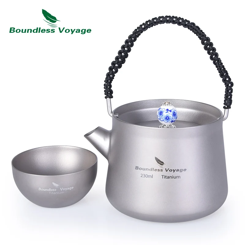 Ti15101B kettle cup Безграничный Вояж мини титановый чайник Набор чашек с фильтром анти-обжигающая ручка крышка кемпинг Кофе Чай воды чайник 230 мл Ti15101B - Цвет: Ti15101B kettle cup