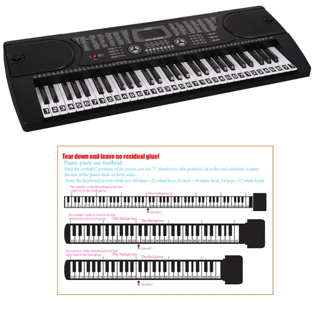 Клавишный стикер для пианино клавиатура ручной рулон клавишный Наклейки на
