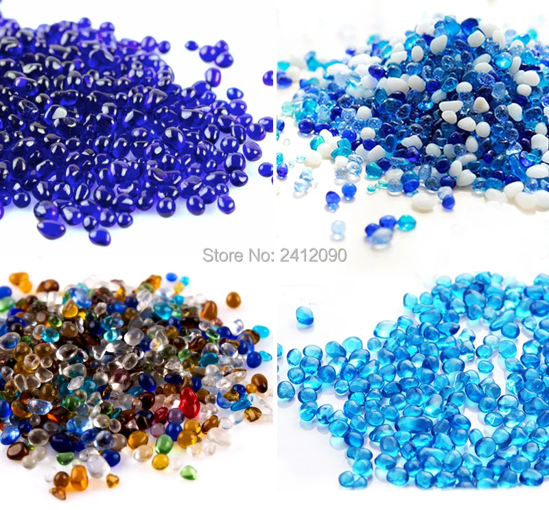 400 г цветные декоративные стеклянные шарики круглые бусины синие камушки