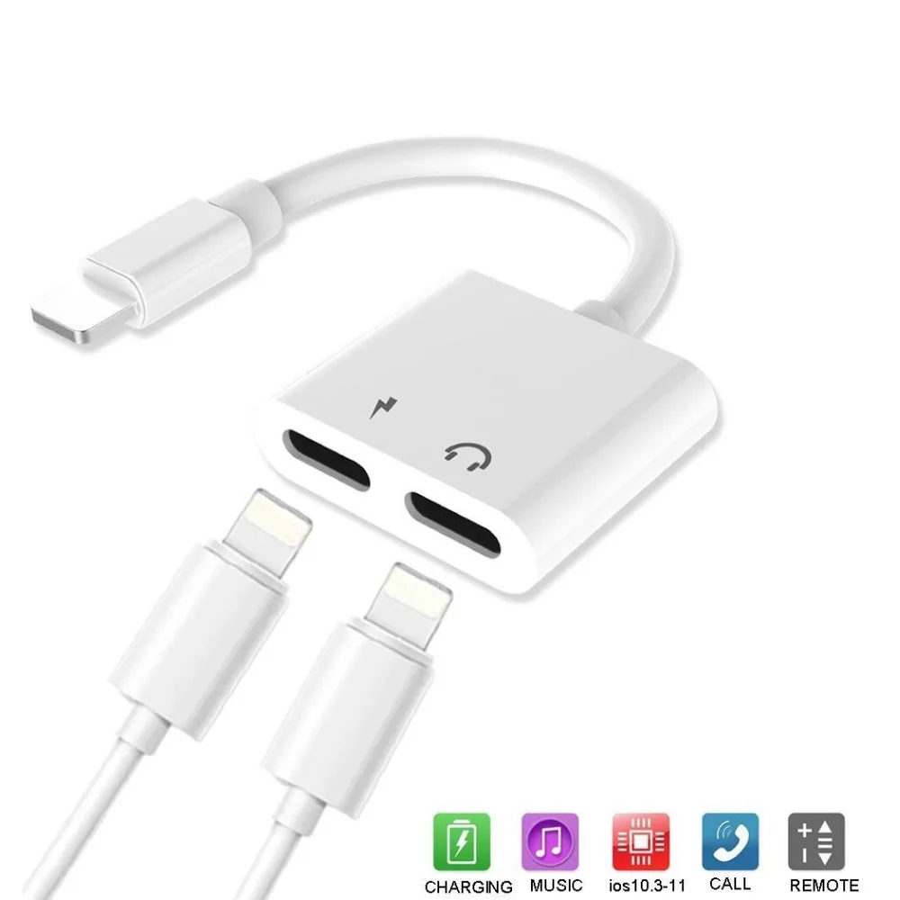 Двойной 2 в 1 Наушники Аудио Адаптер для lightning Jack для наушников Aux для iPhone X 7 8 Plus XR XS Max Splitter конвертер Кабель