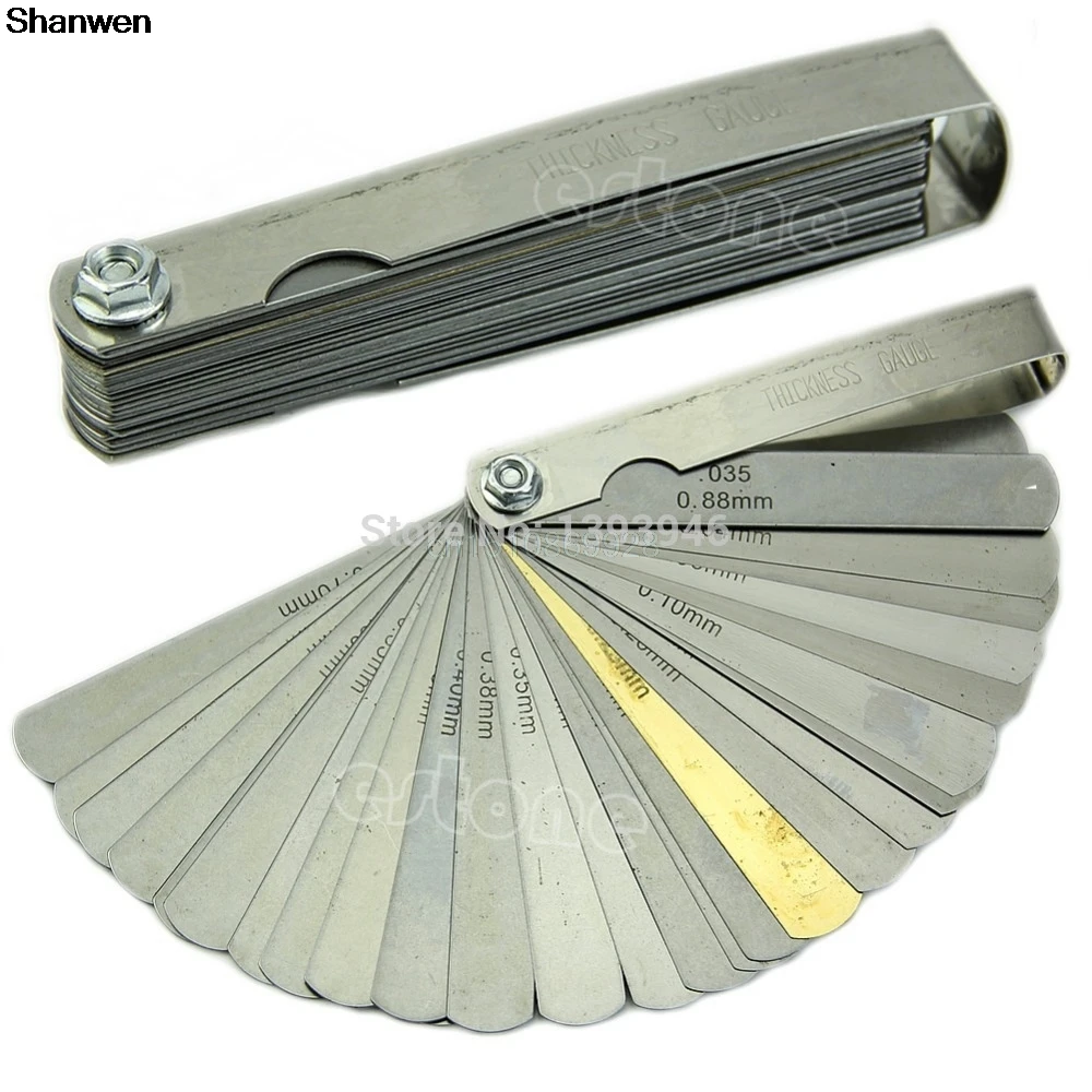 

Newest 32 Blade Laser 2481 Feeler Gauge Tune Up Thickness Set IMP/METRIC + BRASS
