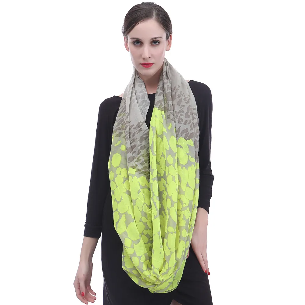 Неоновый цветной шарф с леопардовым принтом Бесконечность снуд женские