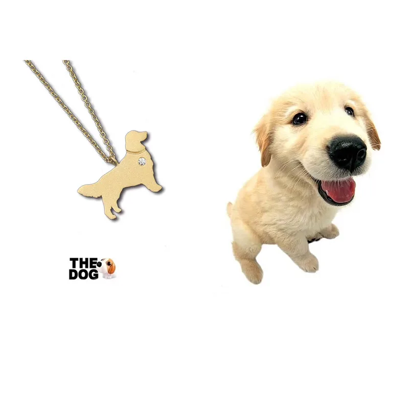 Aazuo Real Diamond 18K Jewelry Lovely Animal Pet Dog Pendent With Chain Necklace gifted for Baby Women Birthday Au750 Cute | Украшения и