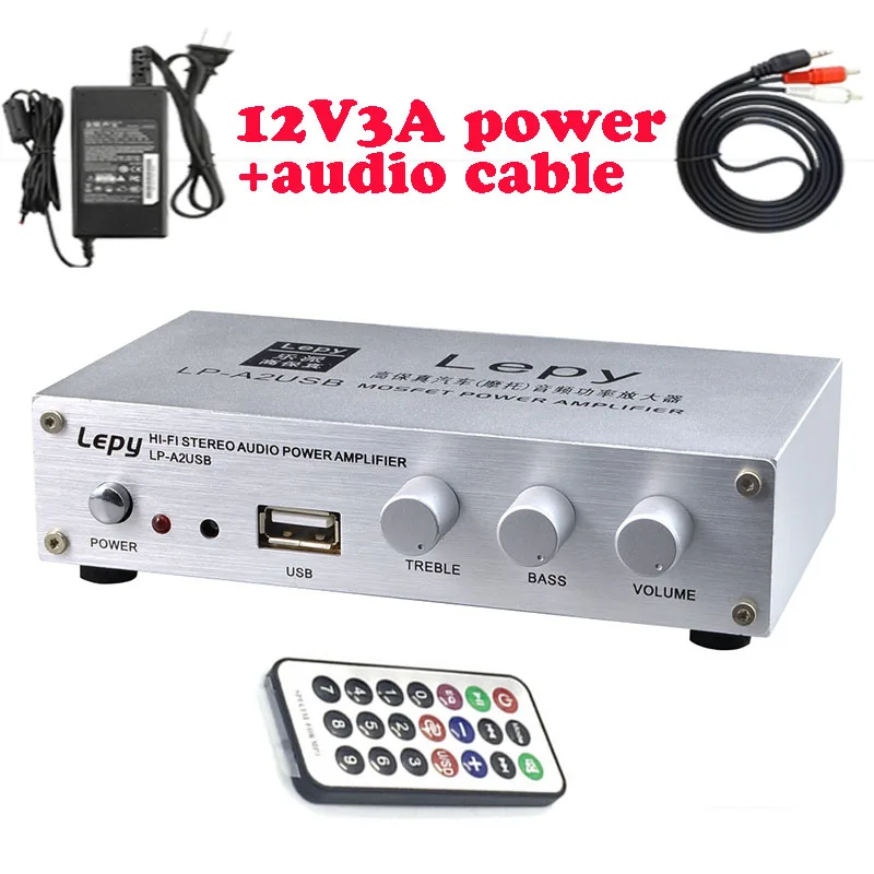A2USB с адаптером питания 12 В 3 А и пультом дистанционного управления 2*20 Вт Hi Fi