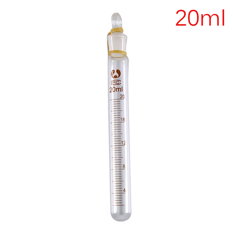 

1pc Clear Glass Test Tube Lab Supplies Glass Tube Graduated Lab Round Bottom With Stopper Glassware 5/10/15/20ml