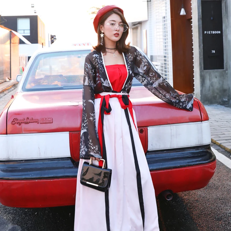 Hanfu женское платье Китайская традиционная модная длинная юбка китайская