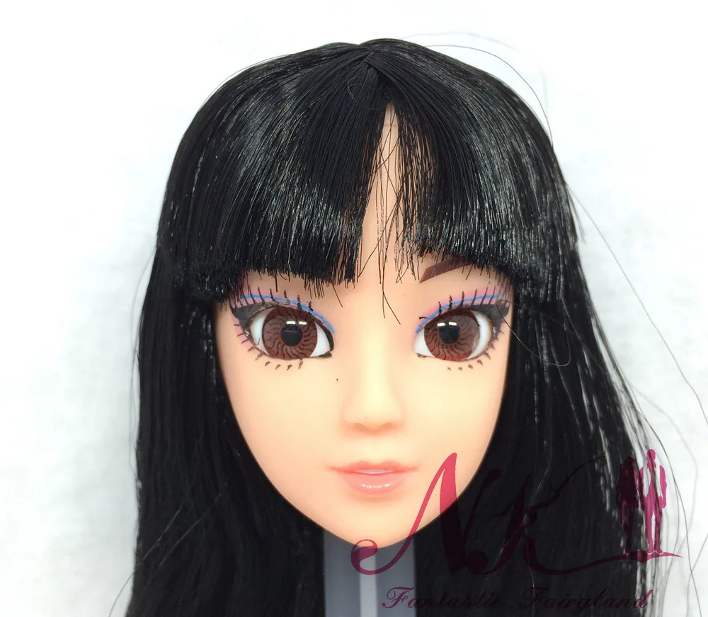 NK One шт Модная кукла голова черные волосы 3D Глаза DIY аксессуары для куклы Barbie Kurhn лучший подарок для девочек Детские DIY игрушки 024T