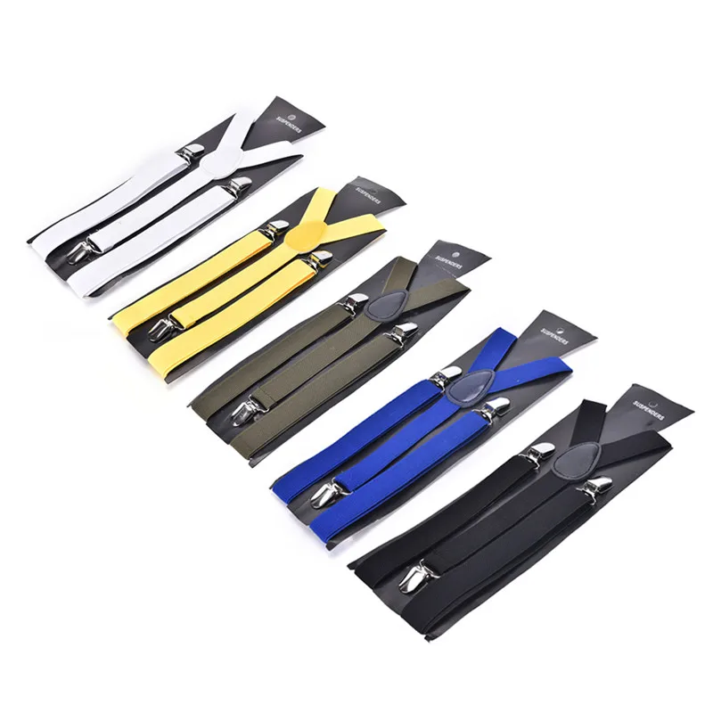 Подтяжки для мужчин и женщин Эластичные подтяжки с зажимом джинсов брюк черные