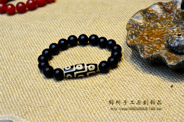 Бусины дзи из натурального камня A + браслет в тибетском стиле красного и черного