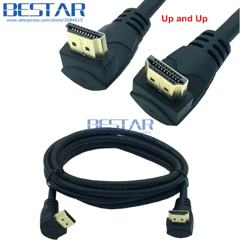 (100 шт./лот) HDMI 2 0 Угловой кабель 4K * 2K @ 60HZ вниз или вверх V штырь Удлинительный 30 см 1