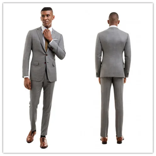 Мужские костюмы из 100% шерсти классические серые приталенные итальянские с двумя