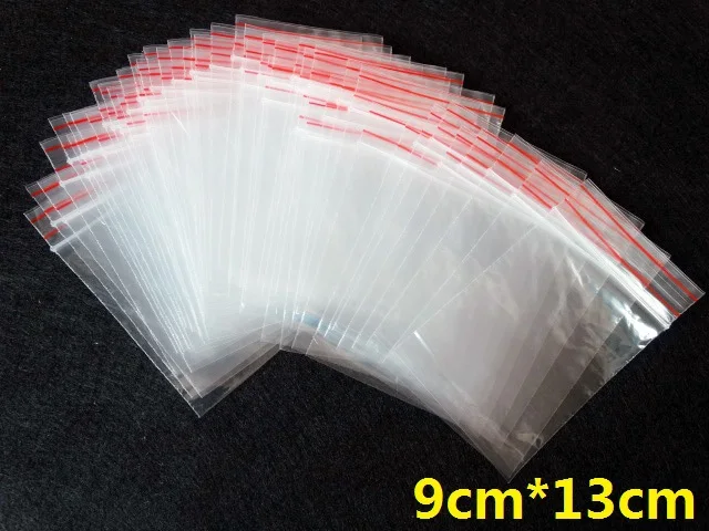 100 шт./лот 9x13 см ювелирные изделия Ziplock молния Замок Reclosable Пластиковые