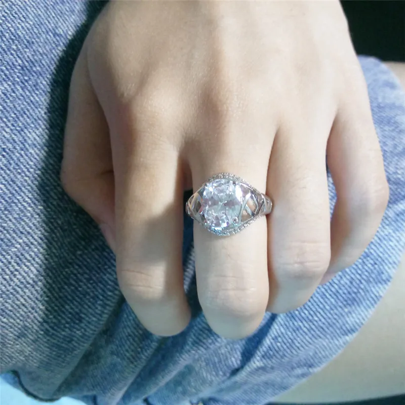 Популярные AAA Кубический Циркон Женщины Большой Mesh Обручальные Кольца Platinum