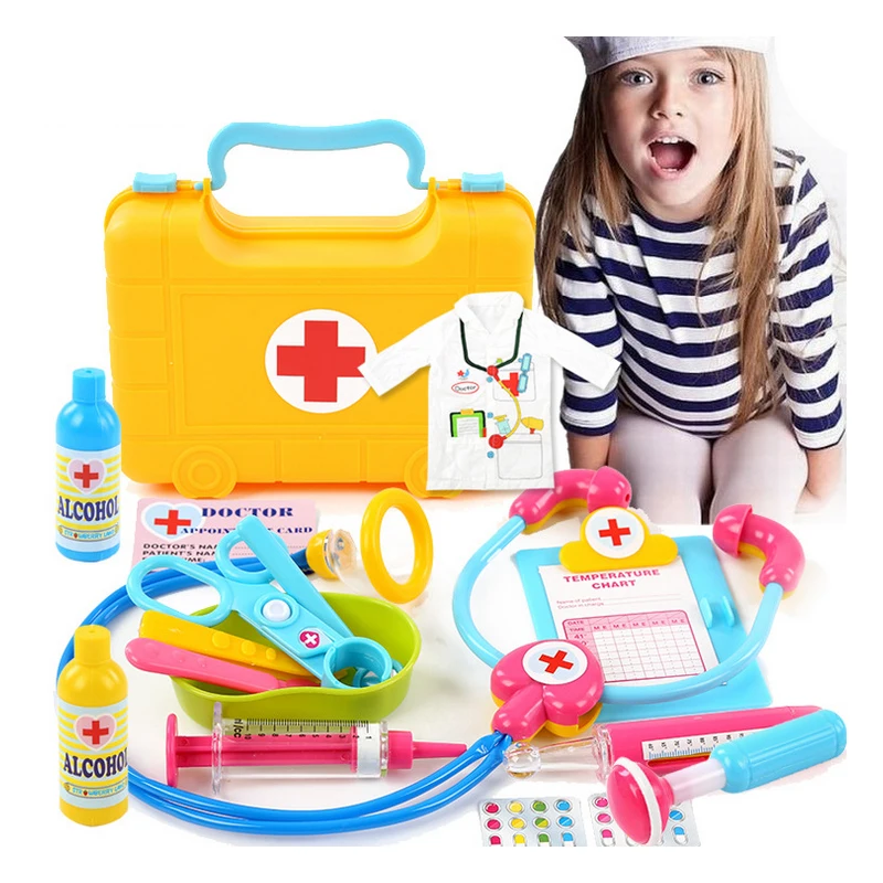 

N174 Children simulation medicine toolbox toys every family doctor stethoscope injection 28 piece/ set