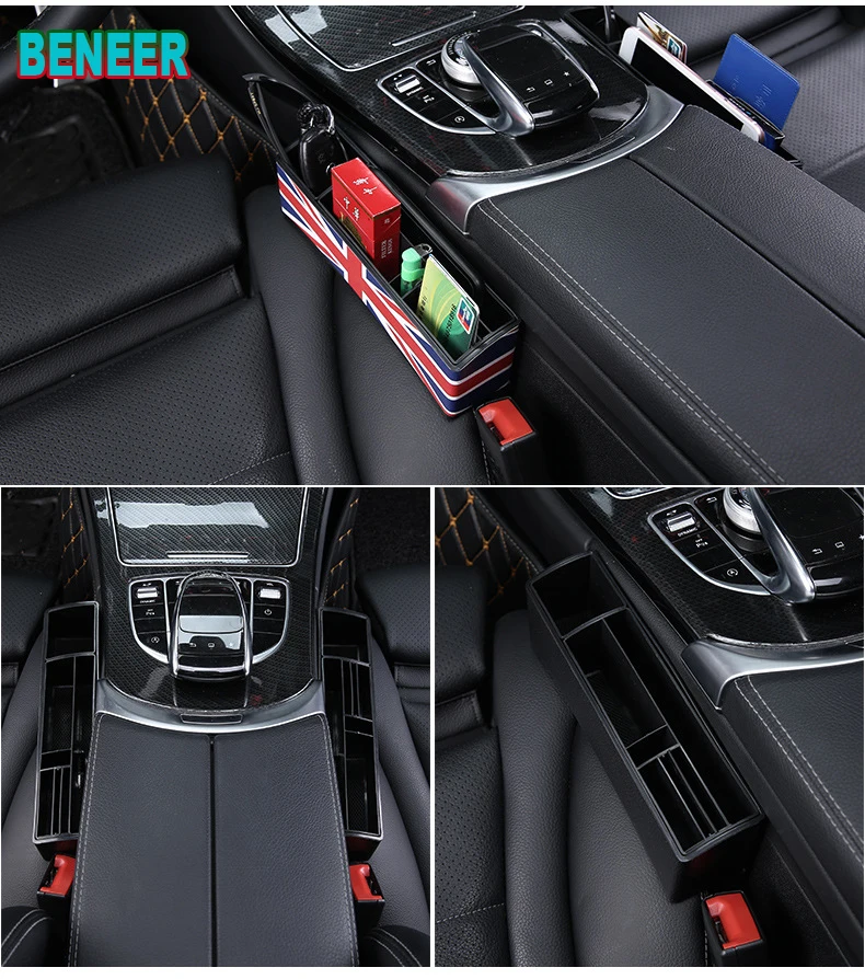

1pcs PU Leather Sline bagde Storage Box car seat gap car storage for for BMW MINI AMG VW Audi Ford Chevrolet Buick MaZida
