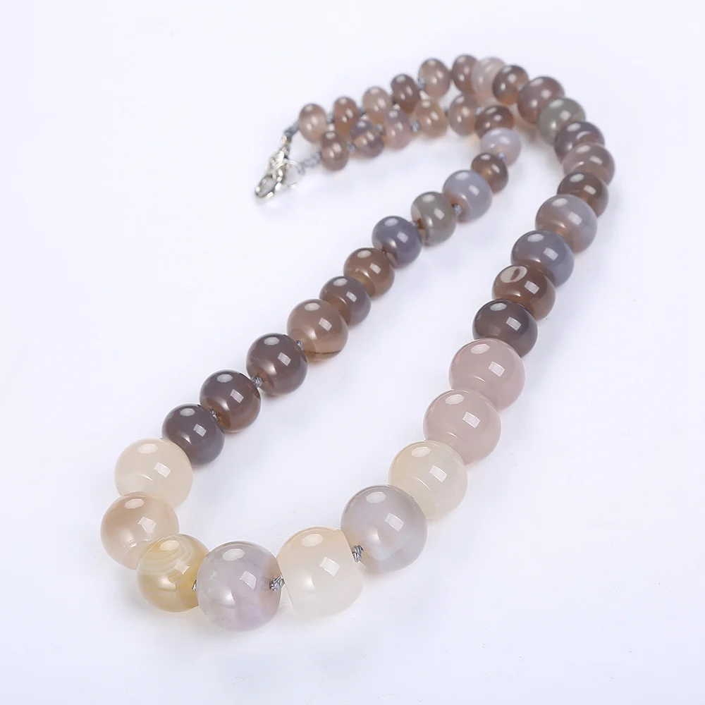 Ожерелье из натурального камня Power Crystal Gray Agate женское Радужное колье
