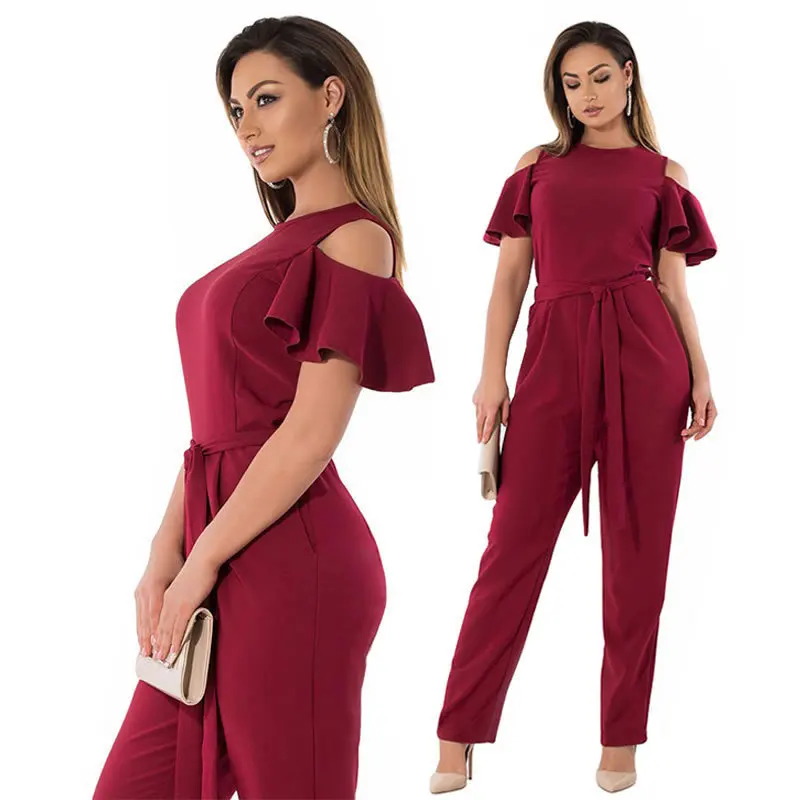 Женский комбинезон с открытыми плечами повседневный офисный большого размера 6XL