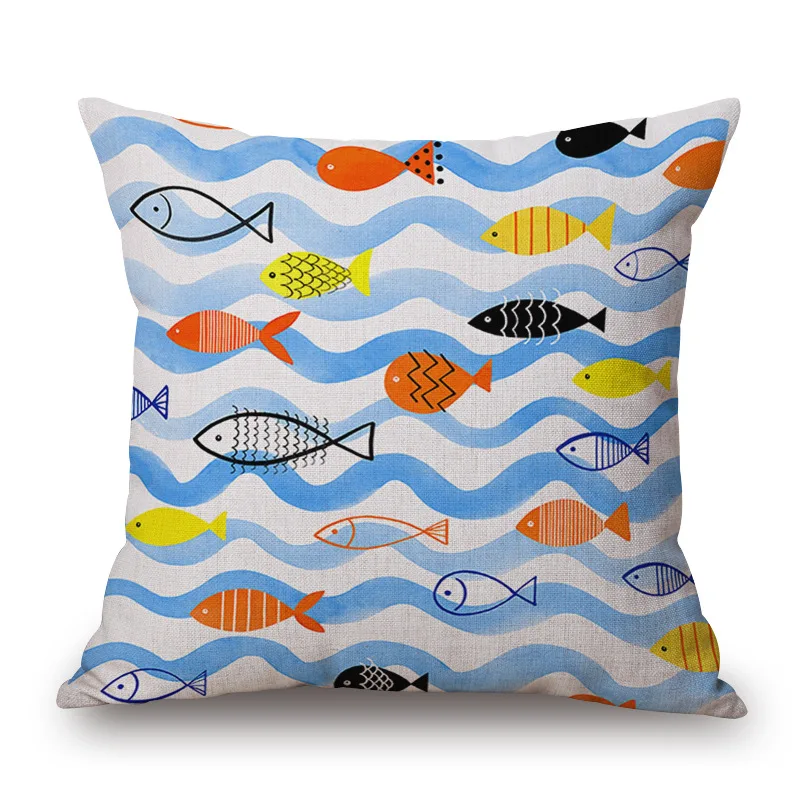 Средиземноморская мультяшная рыба с односторонней печатью домашний декор